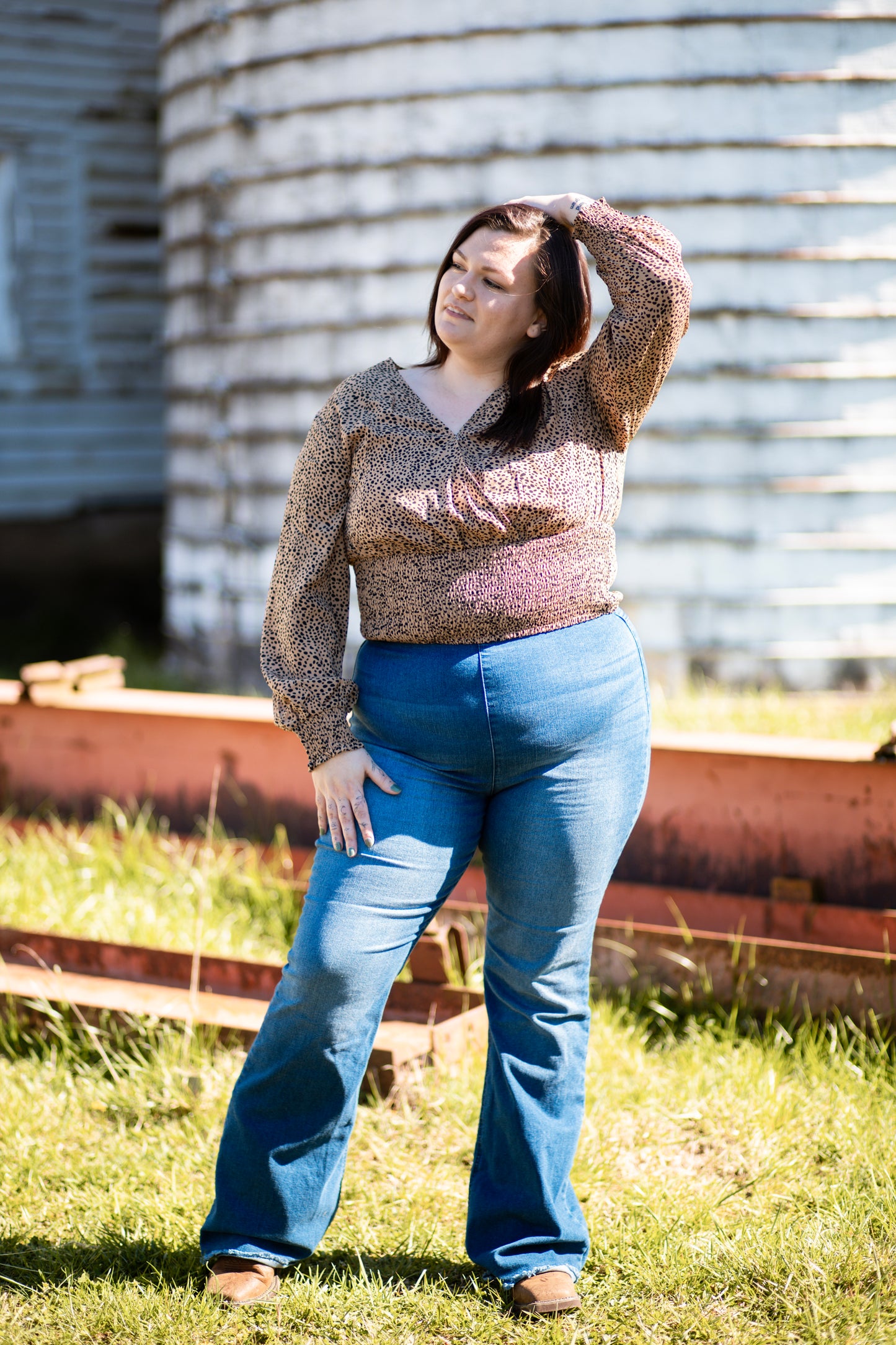 Brown V-Neck Crop Top