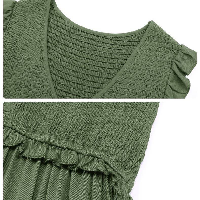 Summer V-Neck With Patchwork Ruffle Dress
