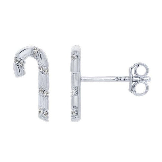 Sterling Silver Candy Cane Earrings
