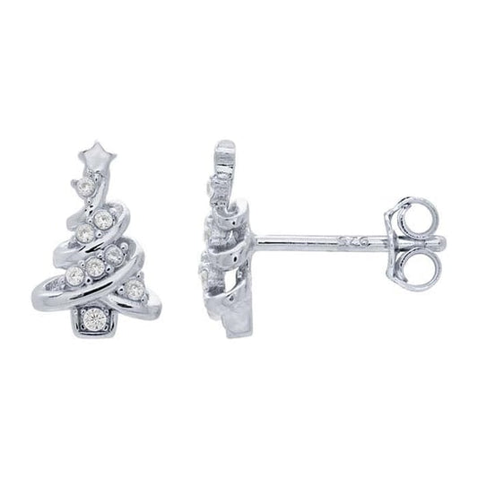 Sterling Silver Christmas Tree Earrings