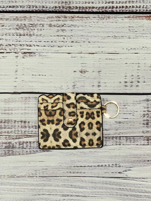 Light Tan Leopard Print Keychain Wallet