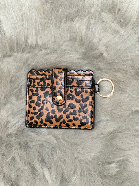 Brown Leopard Print Keychain Wallet