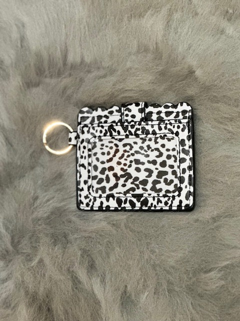 Black and White Cheetah Print Keychain Wallet