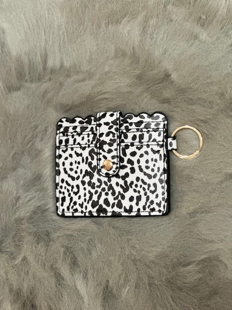 Black and White Cheetah Print Keychain Wallet