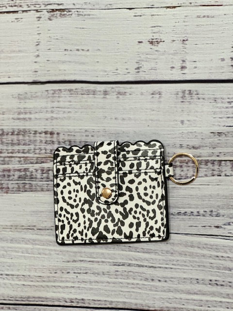 Black and White Cheetah Print Keychain Wallet