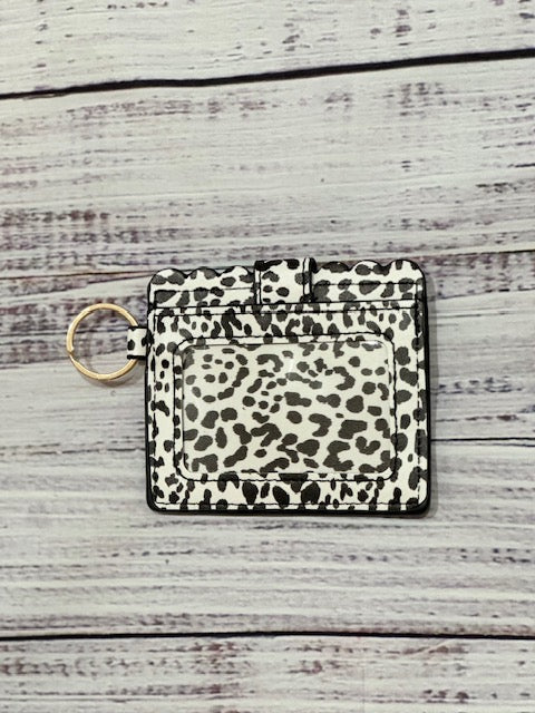 Black and White Cheetah Print Keychain Wallet