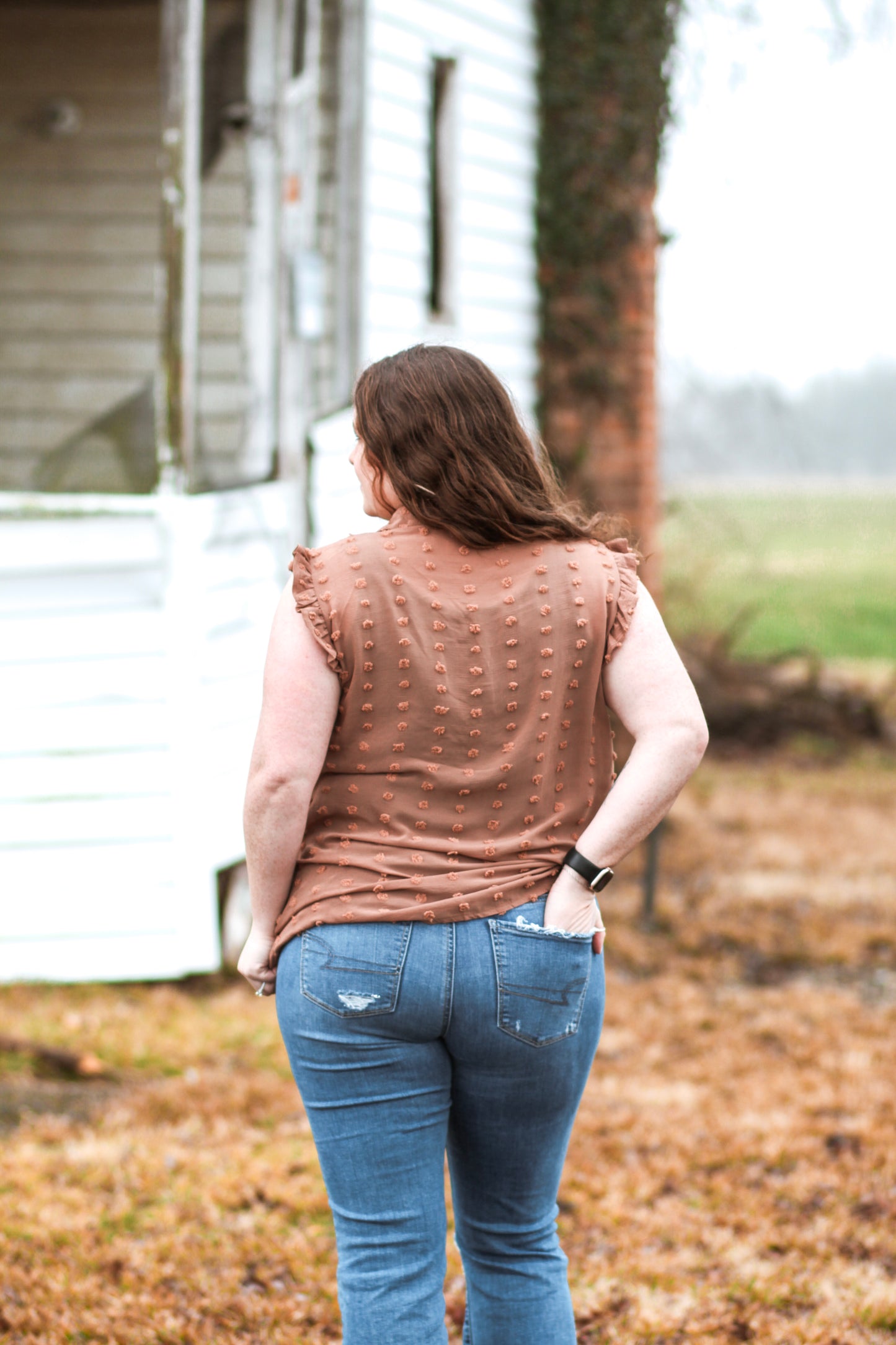 Brown Button Down Blouse