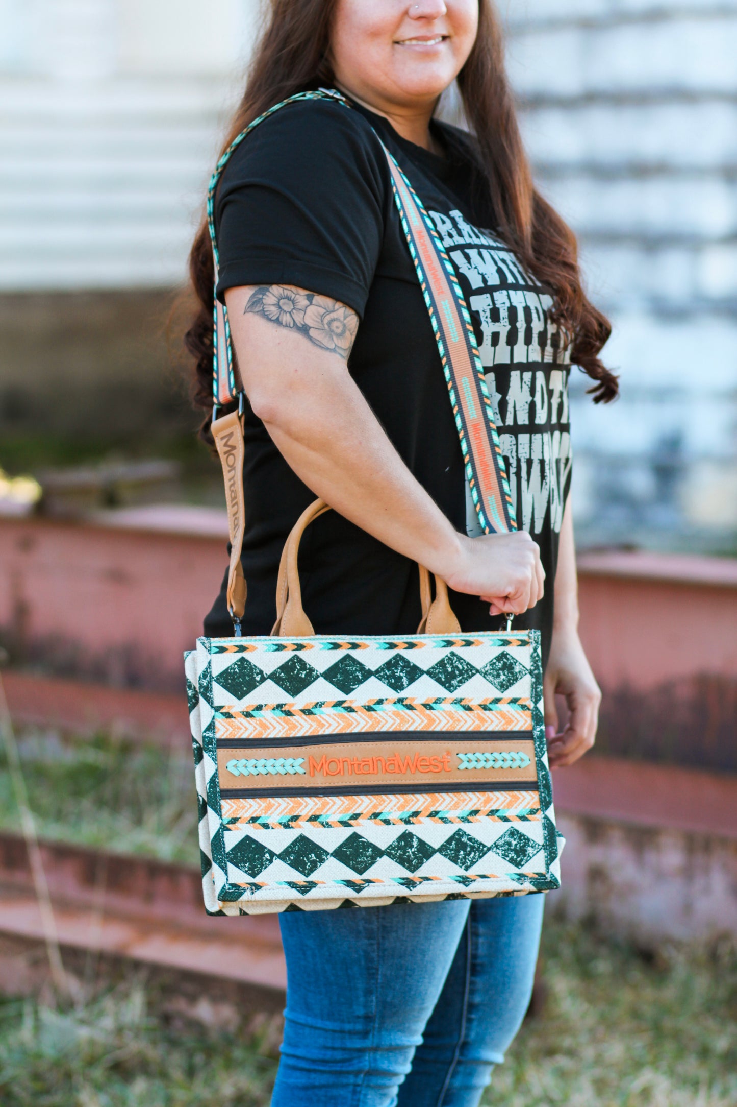 Boho Print Concealed Carry Tote-Tan