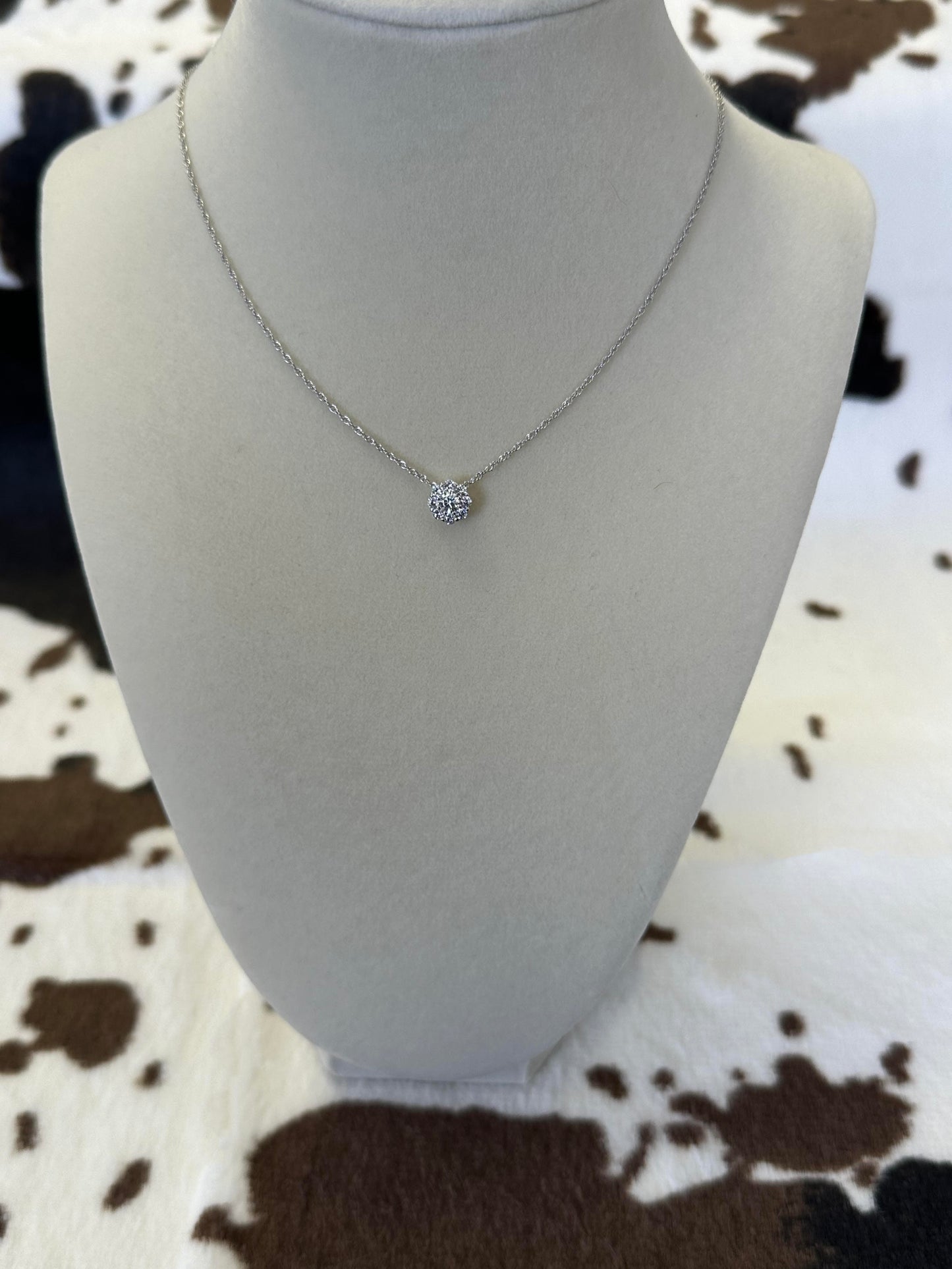 Sterling Silver Halo Necklace