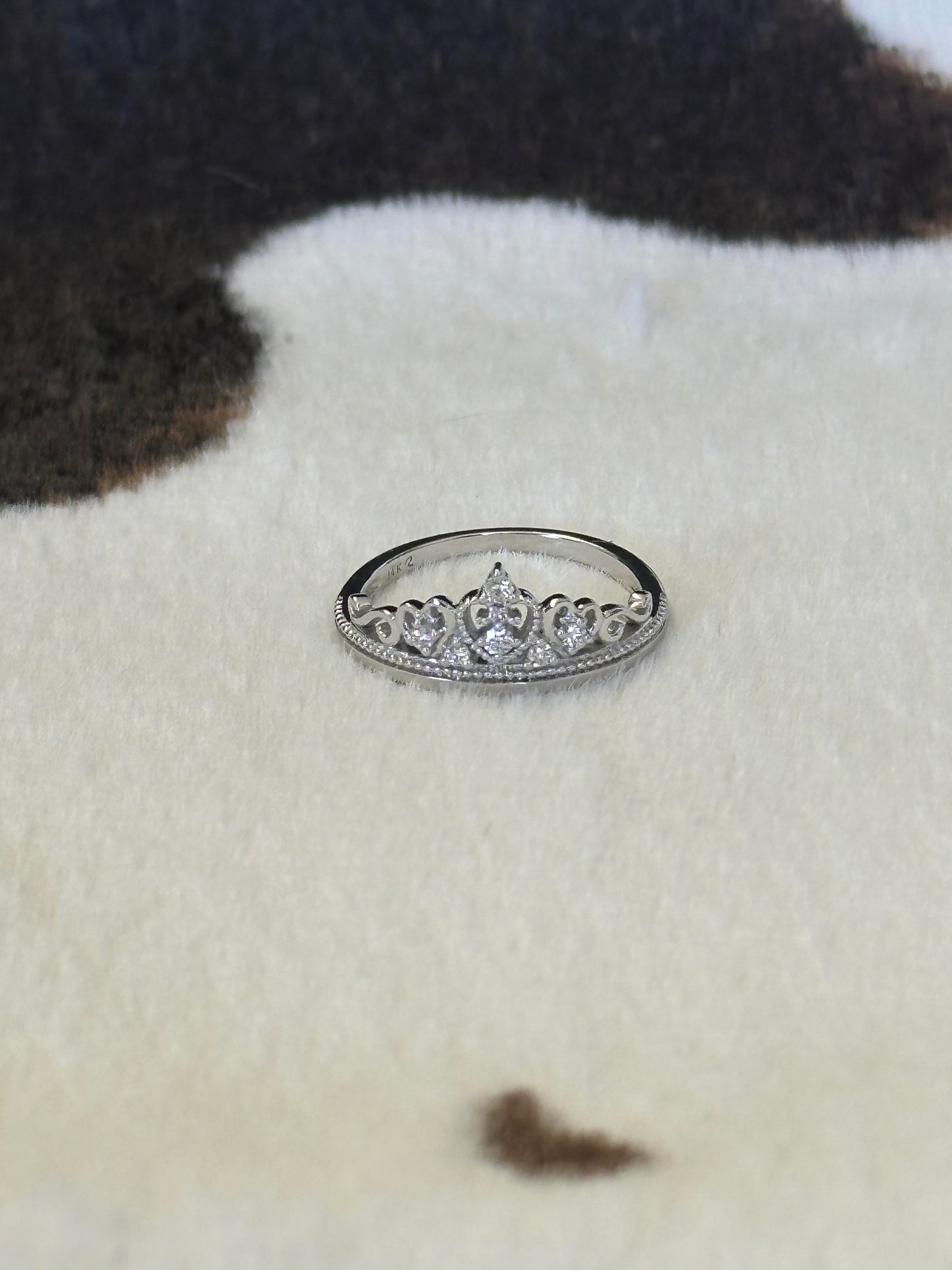 14K White Gold Diamond Tiara Ring