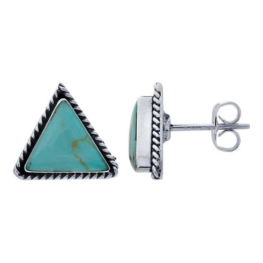 Sterling Silver Turquoise Triangle Earrings