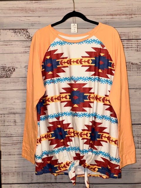 Aztec Shirt-Orange Sleeves