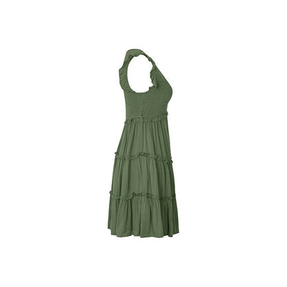 Summer V-Neck With Patchwork Ruffle Dress