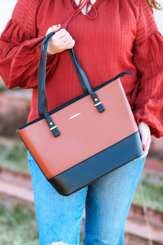 Brown and Black Tote